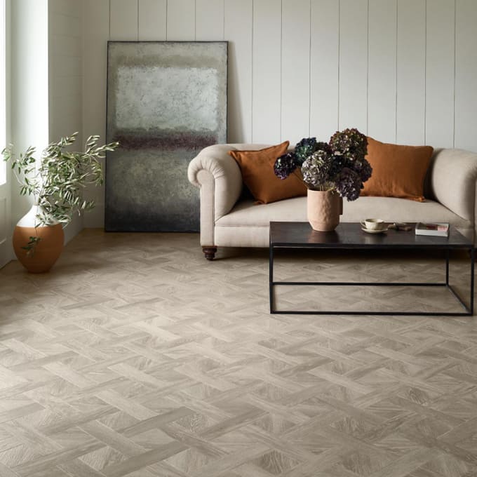 Amtico Gotland Oak in a Basket Weave pattern