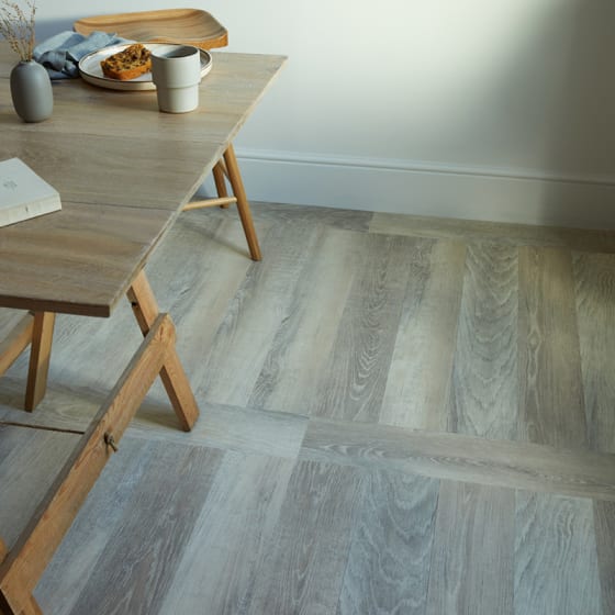 Dining room floor features Laughton Oak from Amtico Signature
