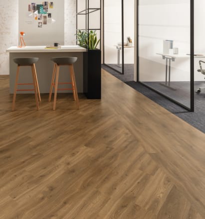 Office breakout area with Brindle Oak looselay LVT